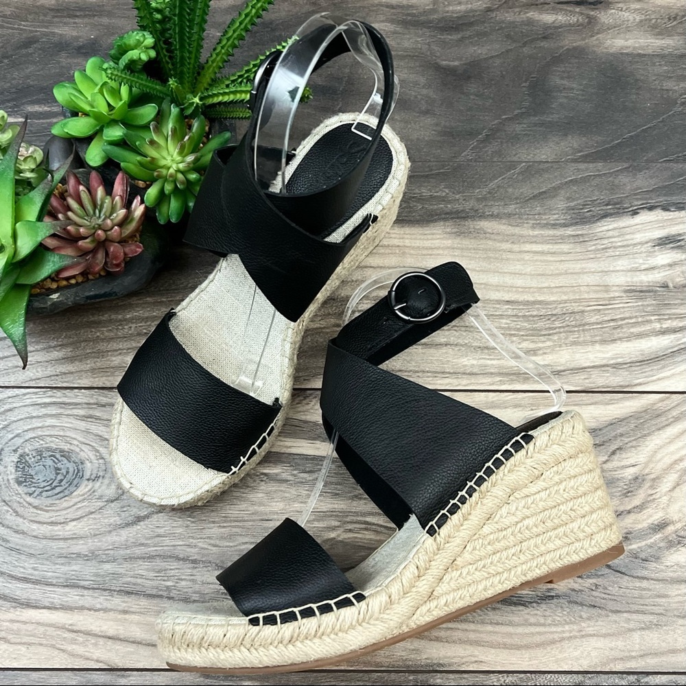 NEW Splendid Addie Leather Ankle Strap Espadrille Wedge Sandal 8M